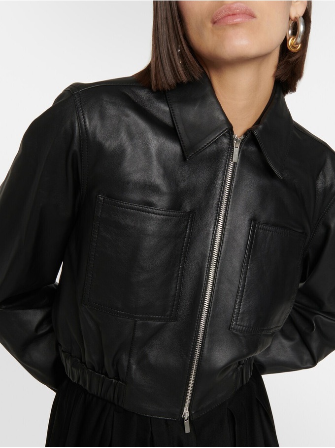 Proenza Schouler Cropped Black Leather Zip Jacket Size 0